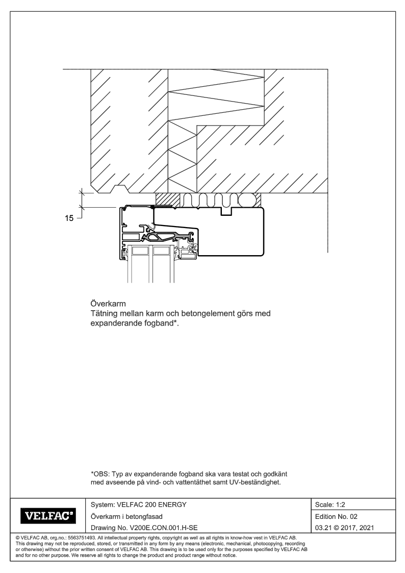 Inbyggnad av överkarm i betongfasad